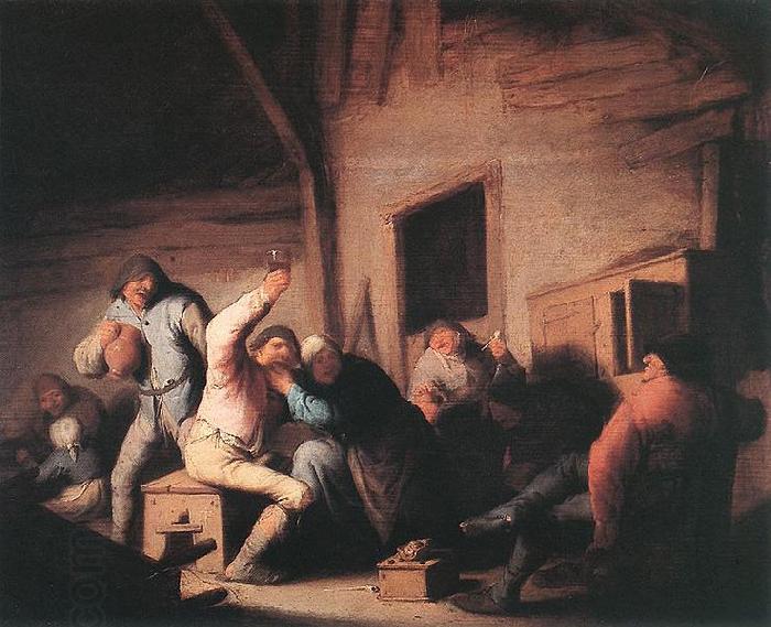 Adriaen van ostade Carousing peasants in a tavern.